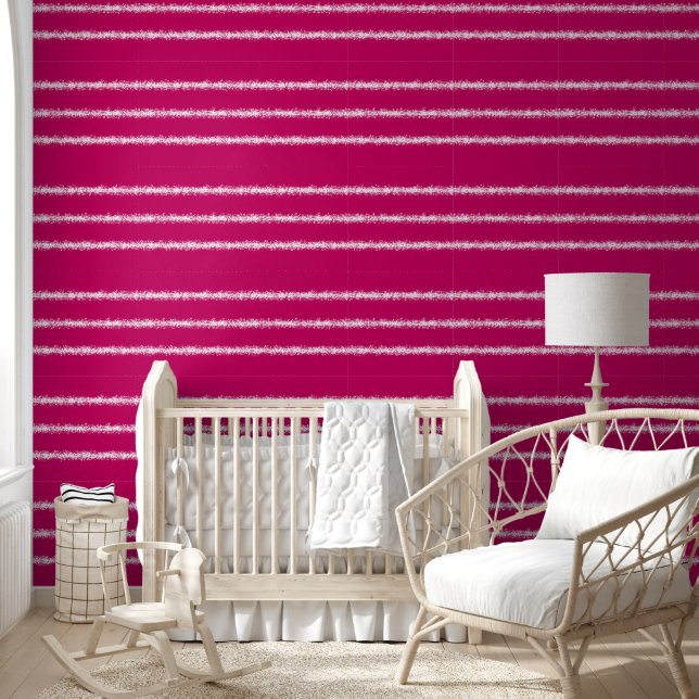Papel Pintado Patrón moderno de rayas de salpicaduras rosadas y  (Niños)