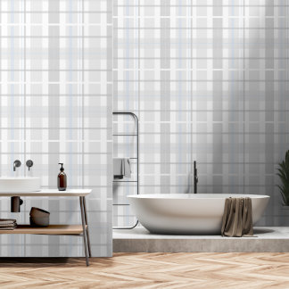 Papel Pintado Patrón moderno de tartán gris pastel