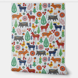 Papel Pintado Patrón moderno del Boho nórdico del arte folclóric