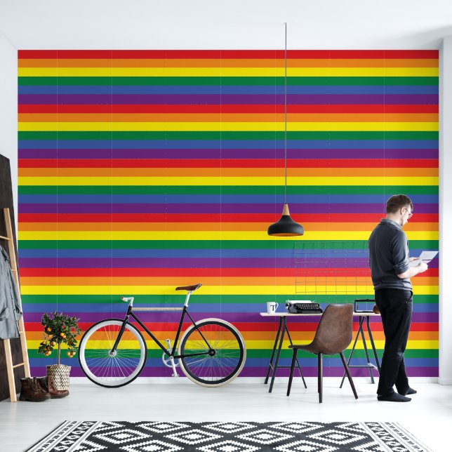 Papel Pintado Patrón moderno del orgullo gay arcoiris LGBT (Sala de estar)