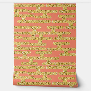 Papel Pintado Patrón moderno rosa y dorado