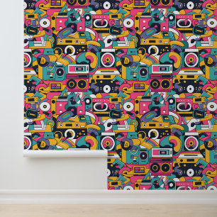 Papel Pintado Patrón musical de los años ochenta en Guay