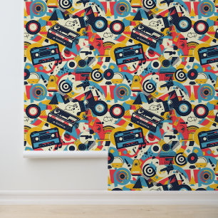 Papel Pintado Patrón musical de los años ochenta en Guay