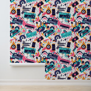 Papel Pintado Patrón musical de los años ochenta en Guay