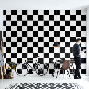 Papel Pintado Patrón negro negrita y blanco Minimalista