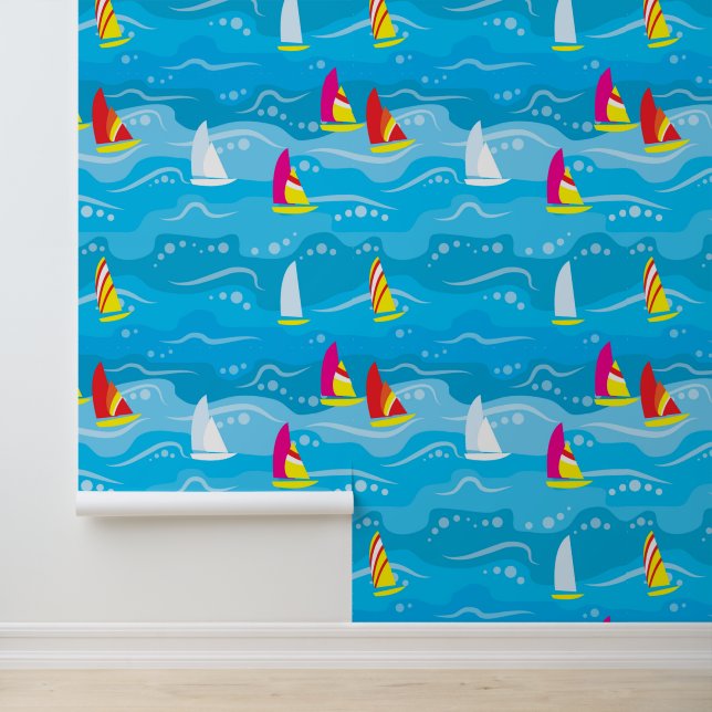 Papel Pintado Patrón Neon Yacht (Solicitud)