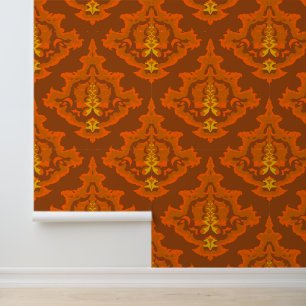 Papel Pintado Patrón Ornamental Rojo Negrita