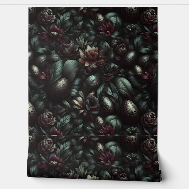 Papel Pintado Patrón oscuro botánico de Pascua (Desenrollar)