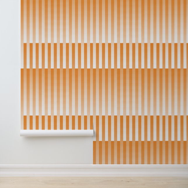 Papel Pintado Patrón rayado blanco naranja (Solicitud)