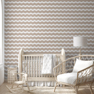 Papel Pintado Patrón rayado de arco ondulado de onda beige
