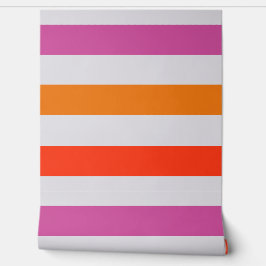 Papel Pintado Patrón rayado rosa oscuro y Naranja negrita