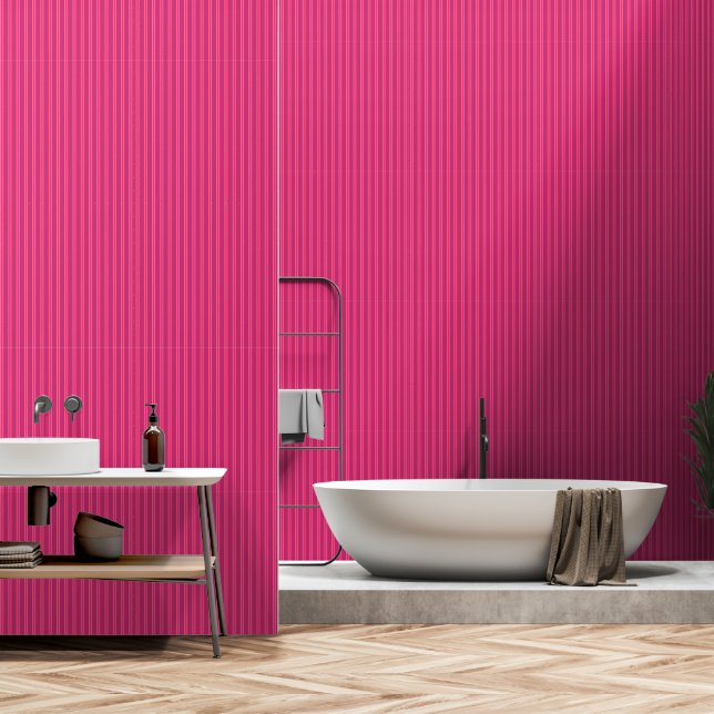 Papel Pintado Patrón rayado rosado vertical impactante moderno (Baño)