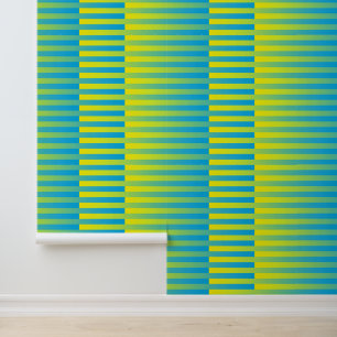 Papel Pintado Patrón rayado verde amarillo azul