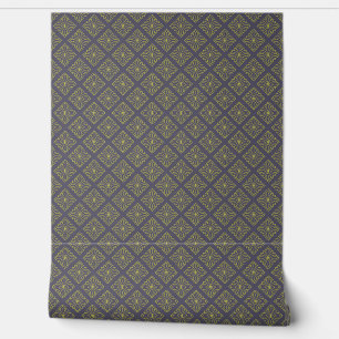 Papel Pintado Patrón Regal Azul y Oro