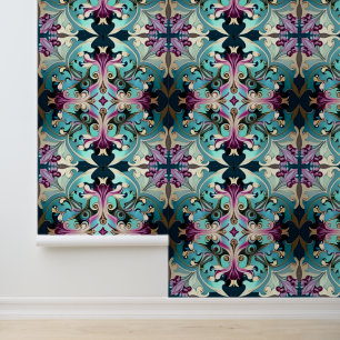 Papel Pintado Patrón repetitivo simétrico de color vibrante