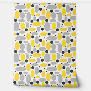 Papel Pintado patrón retro de frijol gris amarillo para decoraci