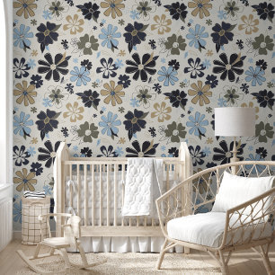 Papel Pintado Patrón retro de la flor divertida