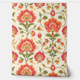 Papel Pintado Patrón rojo bohemio vintage