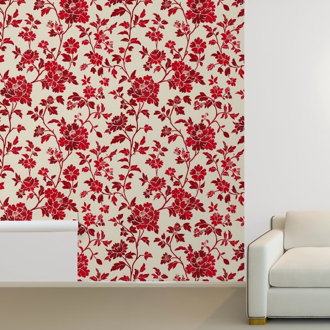 Papel Pintado Patrón rojo de cosecha floral (Subido por el creador)