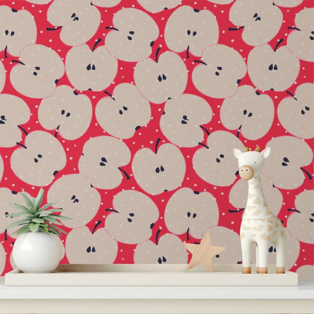 Papel Pintado Patrón rojo de fruta de Apple moderno (Subido por el creador)
