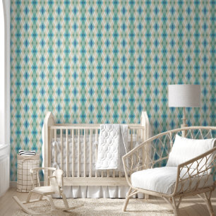 Papel Pintado Patrón rombos Verde azulados de color azul verde b