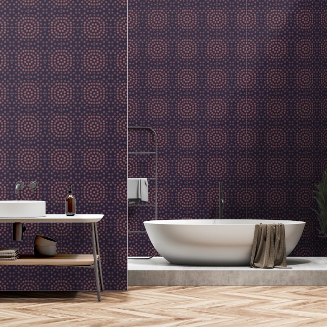 Papel Pintado Patrón rosa y púrpura (Baño)