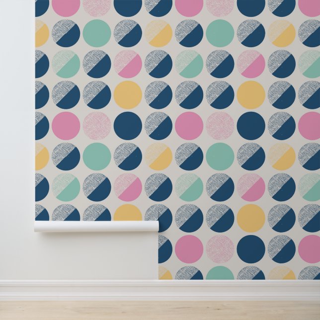 Papel Pintado Patrón semicírculo retro (Solicitud)