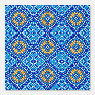 Papel Pintado Patrón sencillo de estilo mediterráneo blanco y az