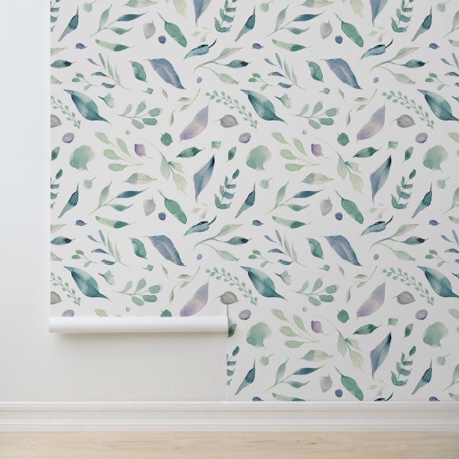 Papel Pintado Patrón simple de hojas botánicas (Solicitud)