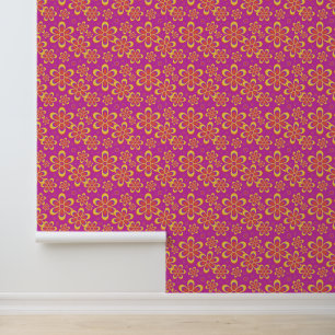 Papel Pintado Patrón sin foco de flores moradas magenta