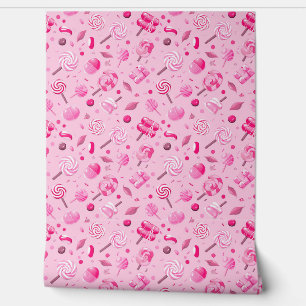 Papel Pintado Patrón sin mar con caramelos, langostas, bacalao a