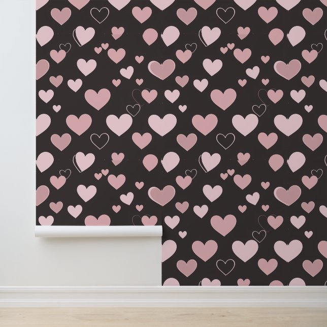 Papel Pintado Patrón sin mar de corazones románticos (Solicitud)