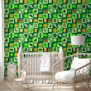 Papel Pintado Patrón sin problemas de iconos del Día de San Patr