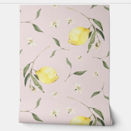Papel Pintado Patrón suave de fruta de limón rosa