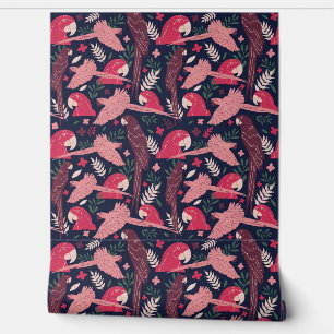 Papel Pintado Patrón tropical de pájaro loro arábigo