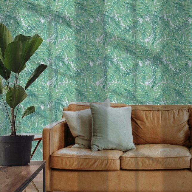 Papel Pintado Patrón trópico de hojas de palma negrita moderno (Modern Bold Tropical Palm Leaf Pattern Wallpaper from Ricaso. Bring the out door feel to your space)