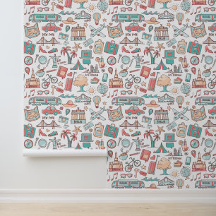 Papel Pintado Patrón turístico Pastel