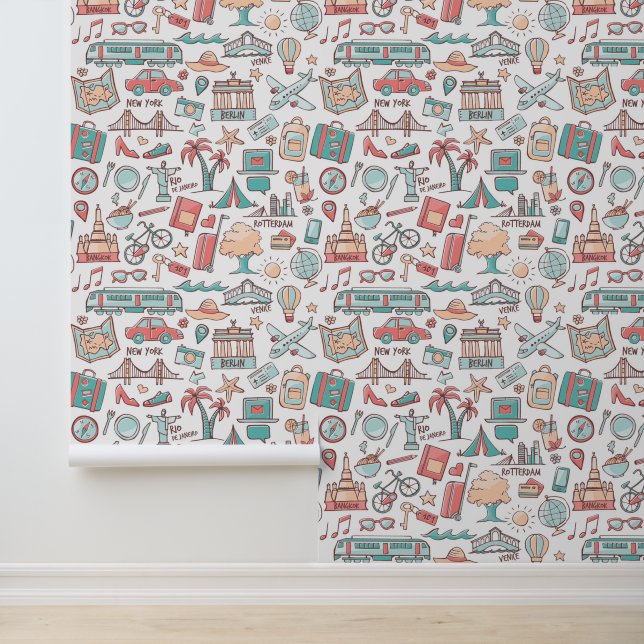 Papel Pintado Patrón turístico Pastel (Solicitud)