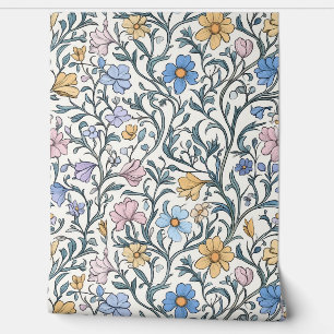 Papel Pintado Patrón vegetal botánico de vintage Pastel