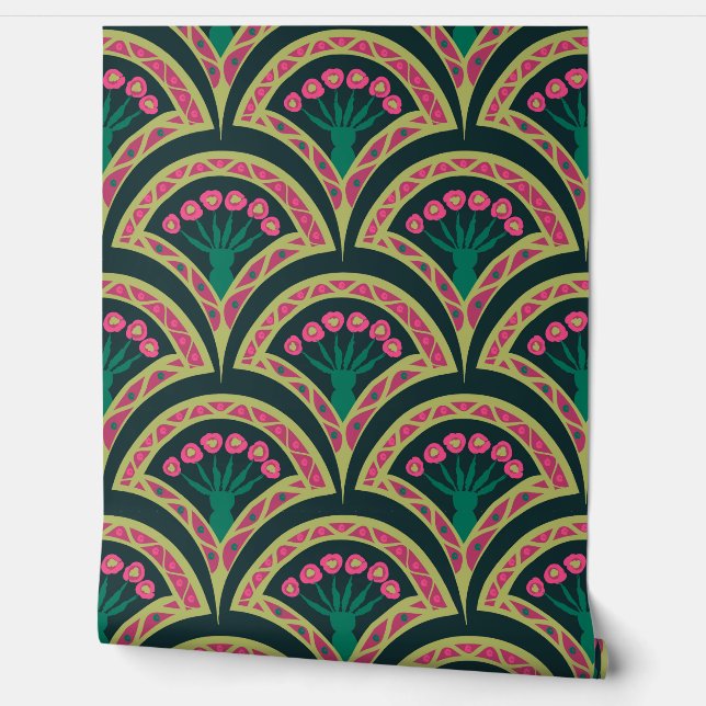 Papel Pintado patrón verde en forma de cáscara (Desenrollar)