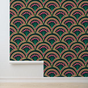 Papel Pintado patrón verde en forma de cáscara