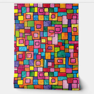 Papel Pintado Patrón vibrante de mosaico de vidrio manchado
