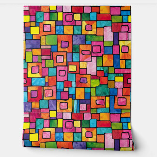 Papel Pintado Patrón vibrante de mosaico de vidrio manchado