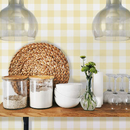 Papel Pintado Patrón Vichy Gingham amarillo Mellow