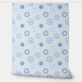 Papel Pintado patrones circulares geométricos en azul delicado