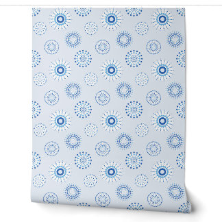 Papel Pintado patrones circulares geométricos en azul delicado