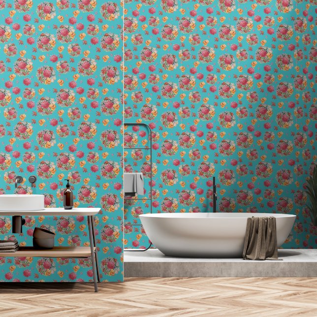 Papel Pintado Patrones de acuarela floral (Baño)