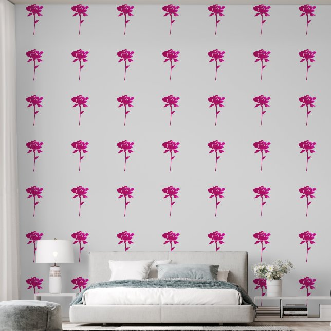Papel Pintado Patrones rosa de flores Floral Art Elegante Trendy (Dormitorio)