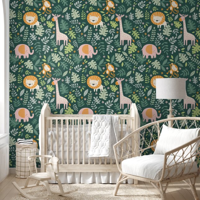 Papel Pintado Patrulla de animales del Safari de la Selva Tropic (Niños)