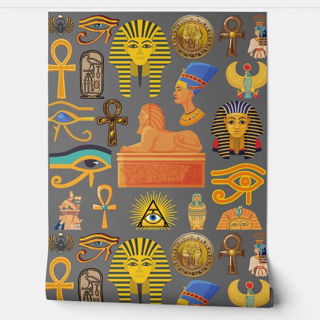 Papel Pintado Pattern Symbol Ancient Egyptian Hieroglyphic  (Desenrollar)